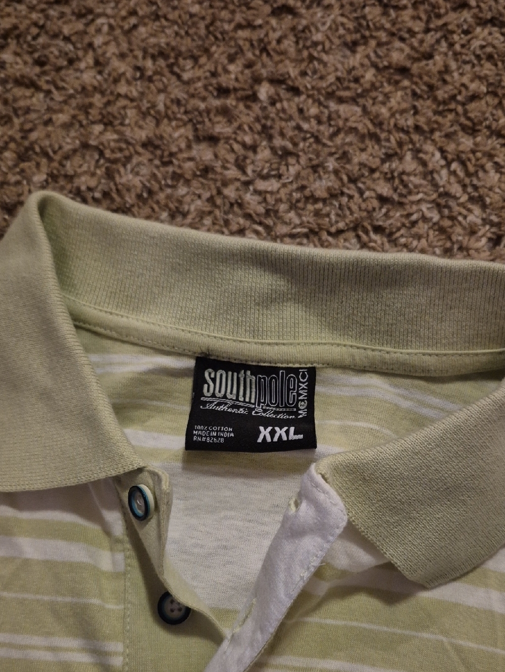 Southpole Men's Lightweight Striped Tee - Pale Green & White